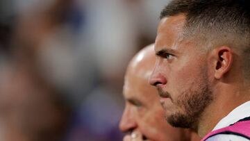 MADRID, SPAIN - OCTOBER 5: Eden Hazard of Real Madrid  during the UEFA Champions League  match between Real Madrid v Shakhtar Donetsk at the Estadio Santiago Bernabeu on October 5, 2022 in Madrid Spain (Photo by David S. Bustamante/Soccrates/Getty Images)