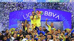 Henry Martin and Miguel Layun lift the Champion trophy - La 14 - with Players from America during the final second leg match between Club America and Tigres UANL as part of Torneo Apertura 2023 Liga BBVA MX, at Azteca Stadium, December 17, 2023, in Mexico City, Mexico.