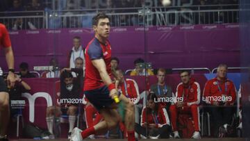 Miguel &Aacute;ngel Rodr&iacute;guez durante un partido de squash en los Juegos Panamericanos Lima 2019.