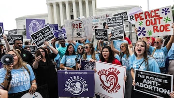 Anti-abortion demonstrators outside the US Supreme Court in Washington, D.C., US, on Friday, June 24, 2022.