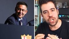 El presidente del F.C. Barcelona Josep Mar&iacute;a Bartomeu y el youtuber AuronPlay.