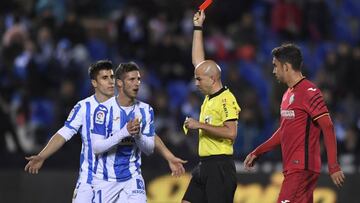 El centrocampista del Legan&eacute;s, Rub&eacute;n P&eacute;rez, fue expulsado ante el Getafe.