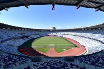 Interior del Dinamo Arena de Tbilisi, decorado con motivo de la Supercopa de Europa.