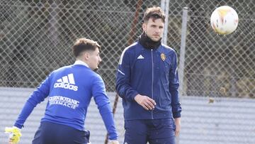 &Aacute;lvaro Gim&eacute;nez, durante el entrenamiento de esta ma&ntilde;ana.