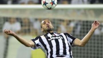 Chiellini durante un partido de Champions.