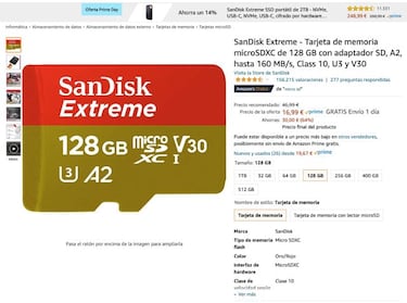 Amazon Prime Day 2021 | MicroSD de 128 GB por 16,99 euros; compatible con Nintendo Switch
