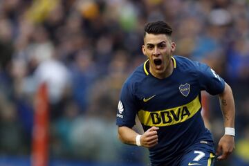 Buenos Aires 1 Octubre 2017
Super Liga 2017
Boca Juniors vs Chacarita Juniors por la 5ta fecha en el Estadio La Bombonera.
Gol y festejos de  Cristian Pavon de Boca Juniors
Foto Ortiz Gustavo 