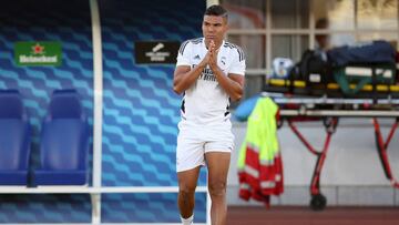 Casemiro, en un entrenamiento con el Real Madrid.