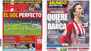 Portada de los diarios Sport y Mundo Deportivo del d&iacute;a 19 de marzo de 2019.