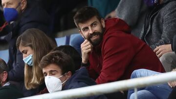 Piqué, el 3 de marzo de 2021 en el palco de la Ciudad Deportiva Dani Jarque.