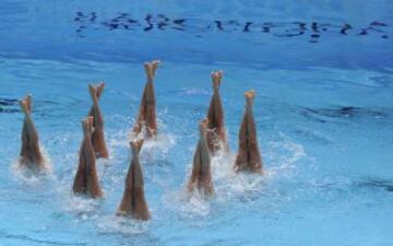 El equipo brasileño durante su ejercicio técnico.