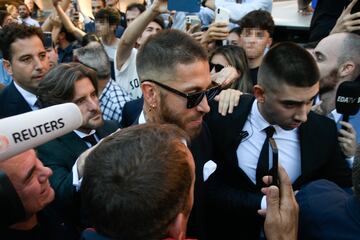 El futbolista del Real Madrid del PSG Sergio Ramos llega a Plaza de Toros de las Ventas.