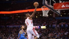 Mar 6, 2018; Oklahoma City, OK, USA; Houston Rockets guard Chris Paul (3) shoots the ball in front of Oklahoma City Thunder center Steven Adams (12) during the second quarter at Chesapeake Energy Arena. Mandatory Credit: Mark D. Smith-USA TODAY Sports