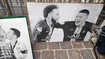 Las calles de Reims se llenan de dibujos de Leo Messi, Neymar y Kylian Mbappé antes del partido entre PSG y Stade de Reims.