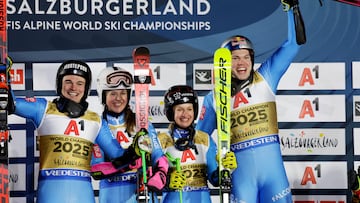 Los italianos Lara Della Mea, Alex Vinatzer, Giorgia Collomb y Filippo Della.