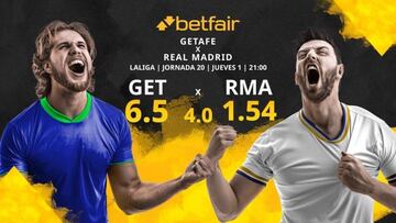 Getafe CF vs. Real Madrid CF: horario, TV, estadísticas, clasificación y pronósticos