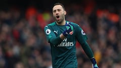 El portero colombiano David Ospina durante el triunfo de Arsenal sobre Stoke City por Premier League