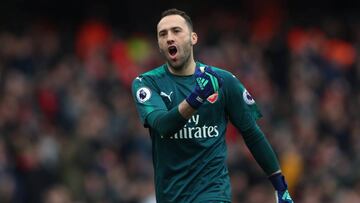 El portero colombiano David Ospina durante el triunfo de Arsenal sobre Stoke City por Premier League