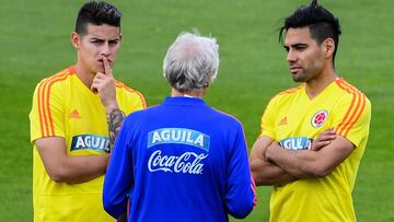 El ex seleccionador, Jos&eacute; Pekerman, y la gran estrella colombiana, James Rodr&iacute;guez, son los grandes ausentes en el primer choque post Mundial