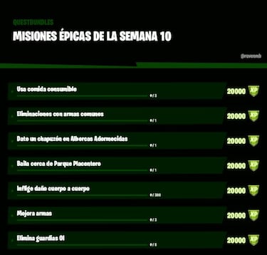 Fortnite Temporada 5: desafíos y misiones filtradas Semana 10