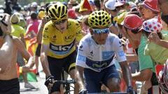 Chris Froome resiste el ataque de Nairo Quintana en Mende.