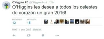 El elenco de Rancagua felicitó en twitter a sus hincgas por la llegada del 2016.