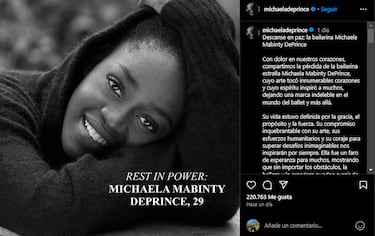 Muere Michaela DePrince, de ‘Bailando con las estrellas’, a los 29 años