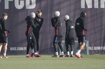 Dembelé, Gerard Piqué, Luis Suárez y Leo Messi.