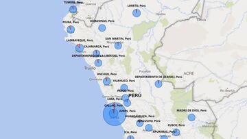 Mapa de casos por coronavirus por departamento en Per&uacute;: hoy, 23 de abril