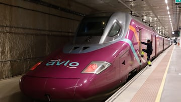 Un tren de Avlo en la Estación de Murcia El Carmen, a 10 de diciembre de 2023, en Murcia, Región de Murcia (España).  La Región de Murcia ha estrenado este domingo, 10 de diciembre, la conexión de alta velocidad 'low cost' con Madrid, tras la llegada a las 9.50 horas, puntualmente, del primer tren Avlo a la Estación de Murcia El Carmen. De este modo, la conexión entre Madrid y Murcia se pone en marcha con el primer servicio de alta velocidad 'low cost' en esta línea. El servicio contará con dos circulaciones diarias, una por sentido, entre ambas ciudades, lo que supone una oferta de 5.000 plazas semanales.
10 DICIEMBRE 2023;TREN;RENFE;AVLO;COMPETENCIA;ECONOMÍA;TRANSPORTE;LOW COST;
Edu Botella / Europa Press
10/12/2023