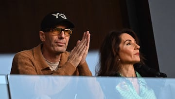 Former French football player Zinedine Zidane and his wife Veronique Zidane watch the Africa Cup of Nations (CAN) round of 16 football match between Algeria and Democratic Republic of Congo at the Prince Moulay El Hassan stadium in Rabat on January 6, 2026. (Photo by Gabriel BOUYS / AFP)
