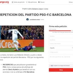 Crean una petición en Change.org para que se repita el Barça-PSG