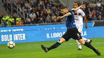 Icardi, anotando un gol frente al Cagliari.