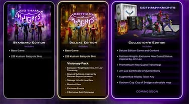 Gotham Knights presents its standard, deluxe and collector's editions