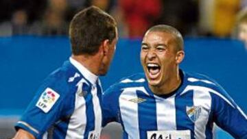 <b>EL LEÓN DEL ATLAS NO PARA. </b>Nabil Baha, celebrando un gol con la camiseta del Málaga.