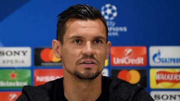 Liverpool's Croatian defender Dejan Lovren attends a press conference during a media day at Anfield stadium in Liverpool, north west England on May 21, 2018, ahead of their UEFA Champions League final football match against Real Madrid in Kiev on May