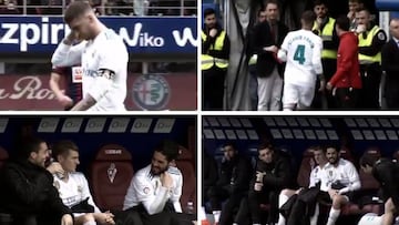 Así de mal lo pasó Ramos con su 'apretón'; el banquillo bromeó