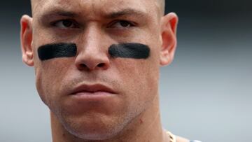 NEW YORK, NEW YORK - JULY 04: Aaron Judge #99 of the New York Yankees looks on against the Cincinnati Reds during the seventh inning at Yankee Stadium on July 04, 2024 in the Bronx borough of New York City.   Luke Hales/Getty Images/AFP (Photo by Luke Hales / GETTY IMAGES NORTH AMERICA / Getty Images via AFP)