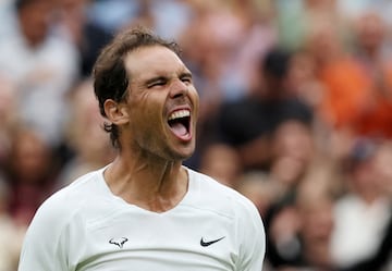 Alegría de Nadal durante el Wimbledon de 2022 frente al lituano Ricardas Berankis.