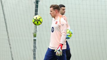 Ter Stegen, en un entrenamiento con el Barça.
TER STEGEN