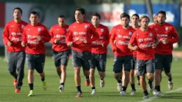 La selección chilena durante un entrenamiento.