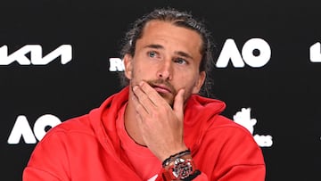 This handout picture released by Tennis Australia on January 27, 2025, shows Germany's Alexander Zverev speaks at a press conference after his men's singles final match against Italy's Jannik Sinner on day fifteen of the Australian Open tennis tournament in Melbourne. (Photo by Vince CALIGIURI / TENNIS AUSTRALIA / AFP) / RESTRICTED TO EDITORIAL USE - MANDATORY CREDIT "AFP PHOTO / TENNIS AUSTRALIA / VINCE CALIGIUR " - NO MARKETING NO ADVERTISING CAMPAIGNS - DISTRIBUTED AS A SERVICE TO CLIENTS