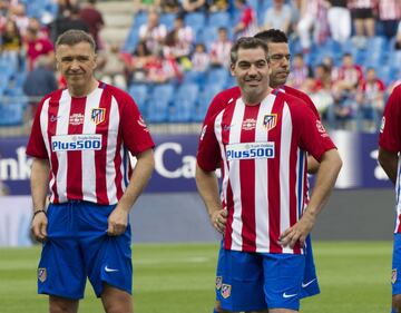 Pantic y Antonio López con las Leyendas del Atlético. 