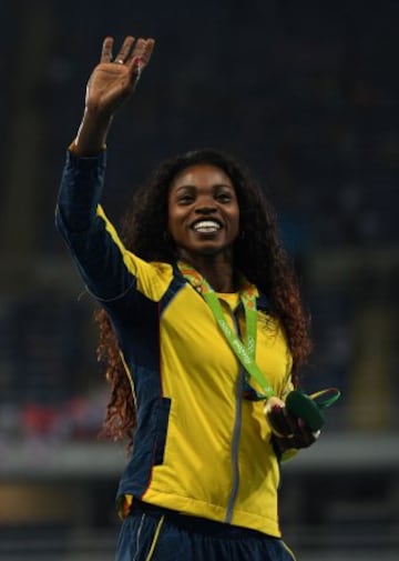 La colombiana tiene dos medallas en los Juegos Olímpicos. Ganó plata en el salto triple de Londres y el oro en Río.