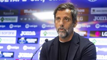 Quique S&aacute;nchez Flores durante una rueda de prensa en Getafe.