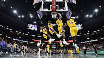 MEMPHIS, TENNESSEE - APRIL 12: A composite of LeBron James #23 of the Los Angeles Lakers going to the basket during the second half of the game against the Memphis Grizzlies at FedExForum on April 12, 2024 in Memphis, Tennessee. NOTE TO USER: User expressly acknowledges and agrees that, by downloading and or using this photograph, User is consenting to the terms and conditions of the Getty Images License Agreement.   Justin Ford/Getty Images/AFP (Photo by Justin Ford / GETTY IMAGES NORTH AMERICA / Getty Images via AFP)