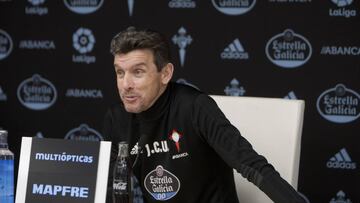 Juan Carlos Unzué, durante la comparecencia de prensa previa al partido con el Málaga.