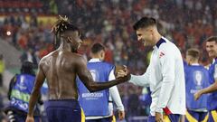 Morata y Nico, tras el partido ante Georgia