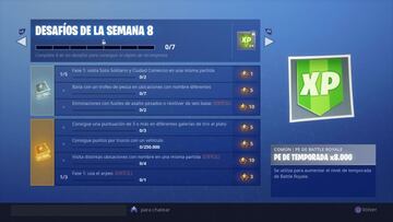 Fortnite Battle Royale: Desaf&iacute;os de la Semana 8 de la Temporada 6 del Pase de Batalla 