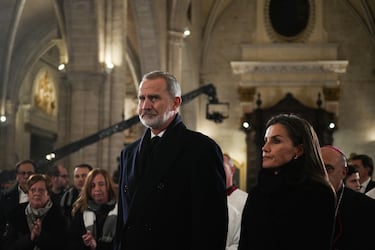 Los reyes de España, Felipe VI y Letizia, durante la misa funeral por los fallecidos en las inundaciones provocadas por la Dana.